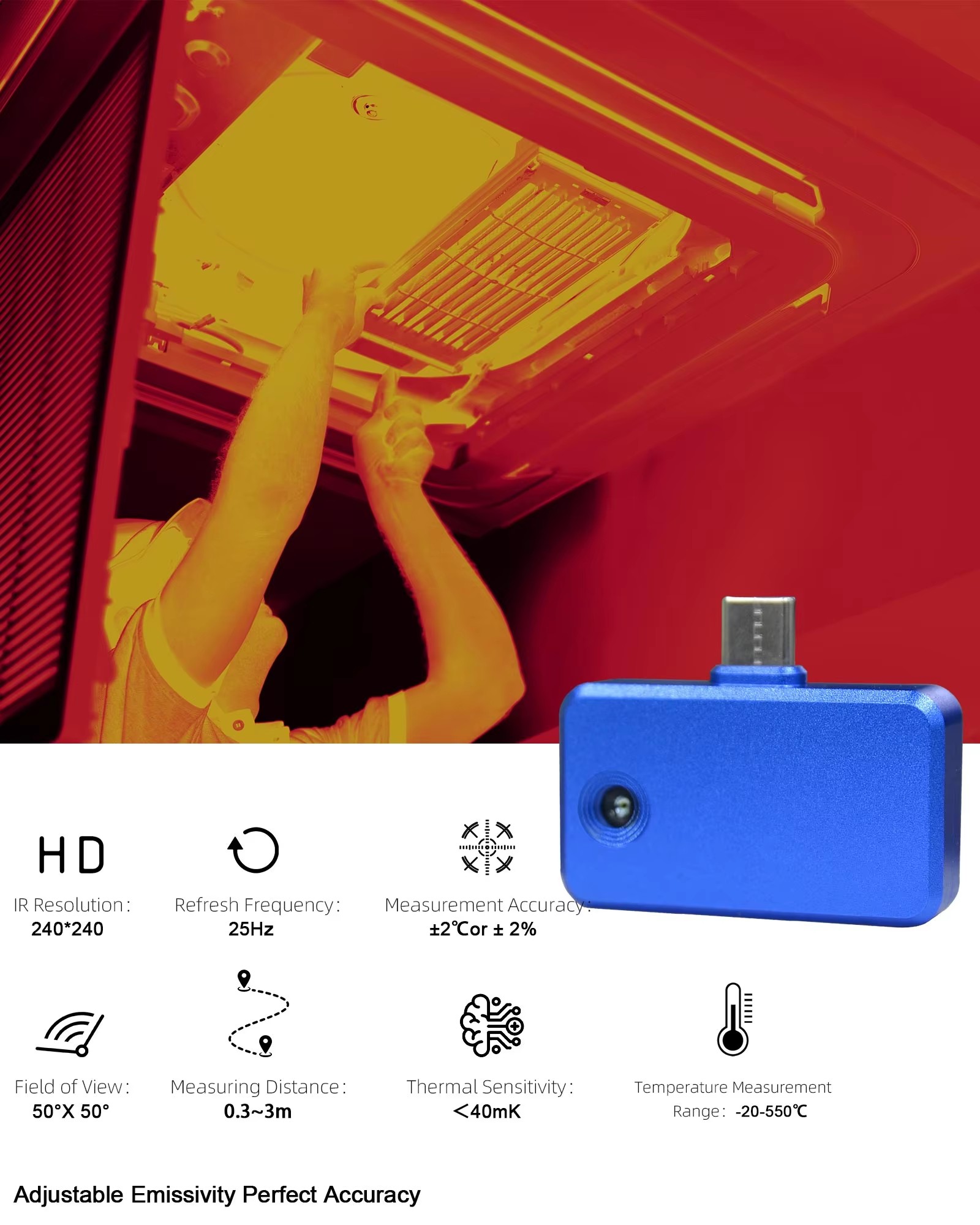 휴대폰용 열화상 카메라, 96x96 IR, 240x24 - Thermal Imaging Camera Pcb Repair 리뷰 및 가격